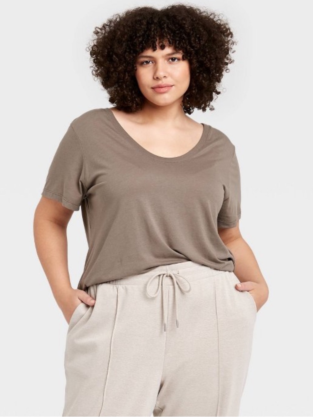 NWT A New Day Scoop Neck Tee in Taupe